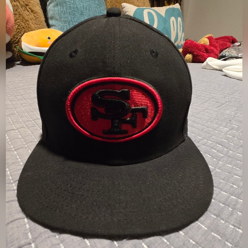New Era 59fifty San Francisco 49er Black and Red Embroidered Hat